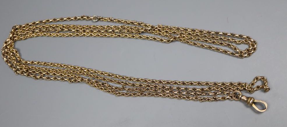 An Edwardian 9ct guard chain,